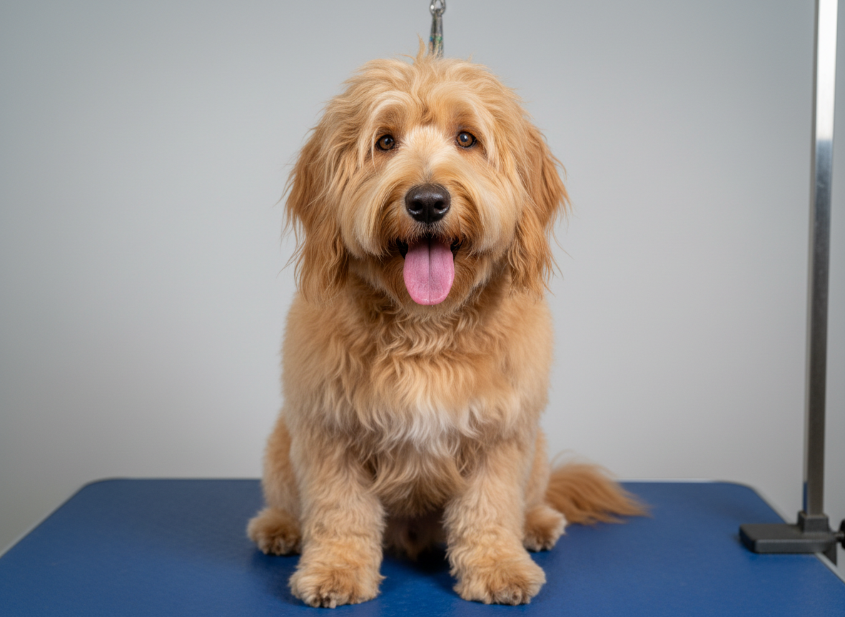 Dog before grooming